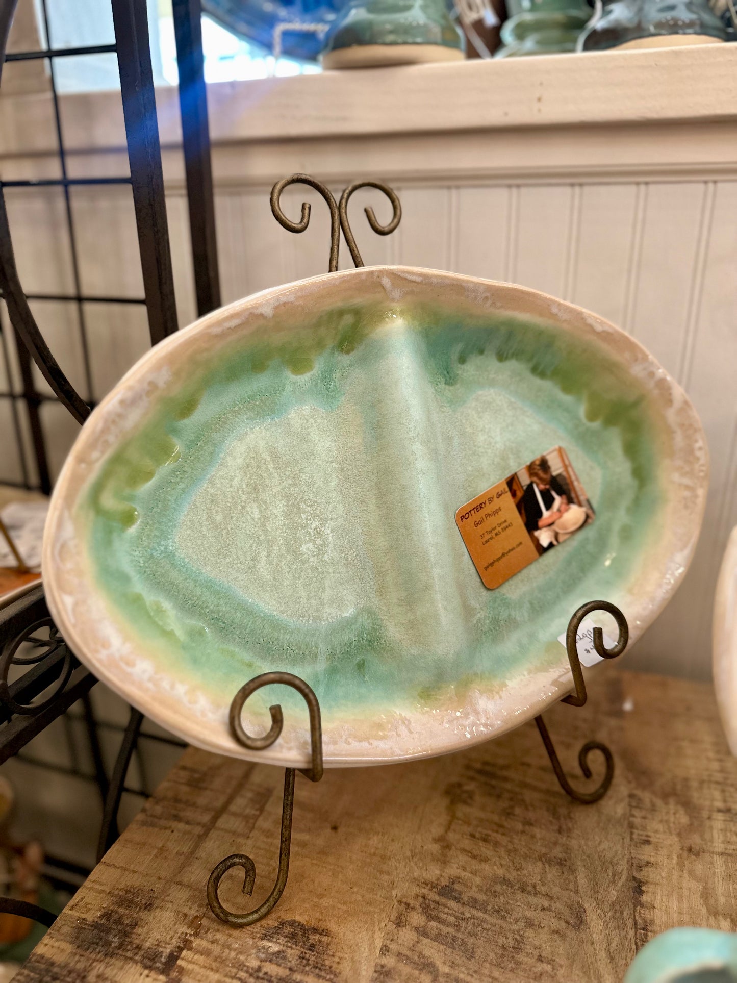 Blue Divided Pottery Platter