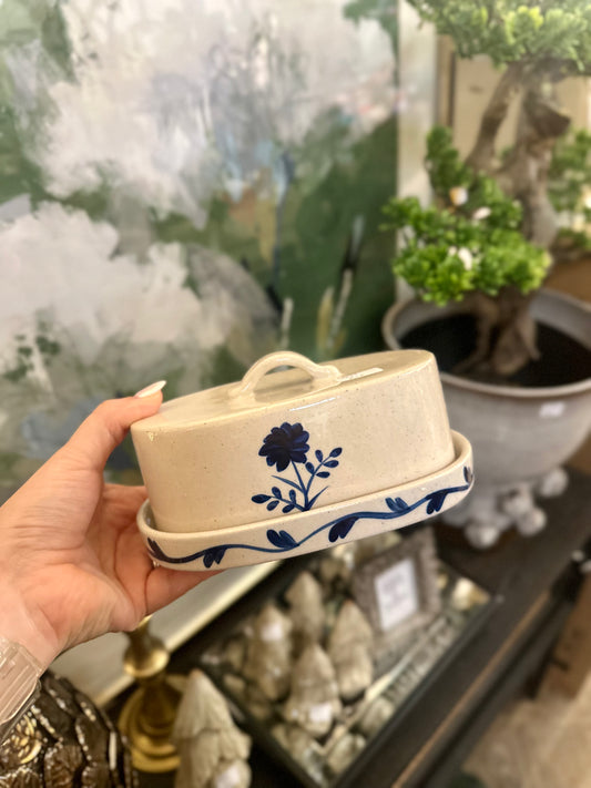 Blue/Cream Butter Dish