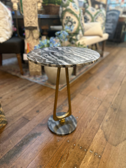 Black Marble End Table w/ Gold