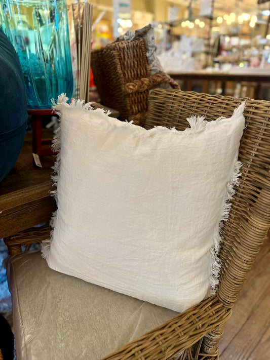 White Fringed Pillow