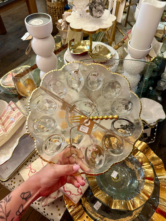 Gold Glass Deviled Egg Tray