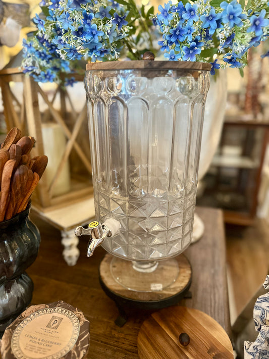 Wooden Top Glass Beverage Server