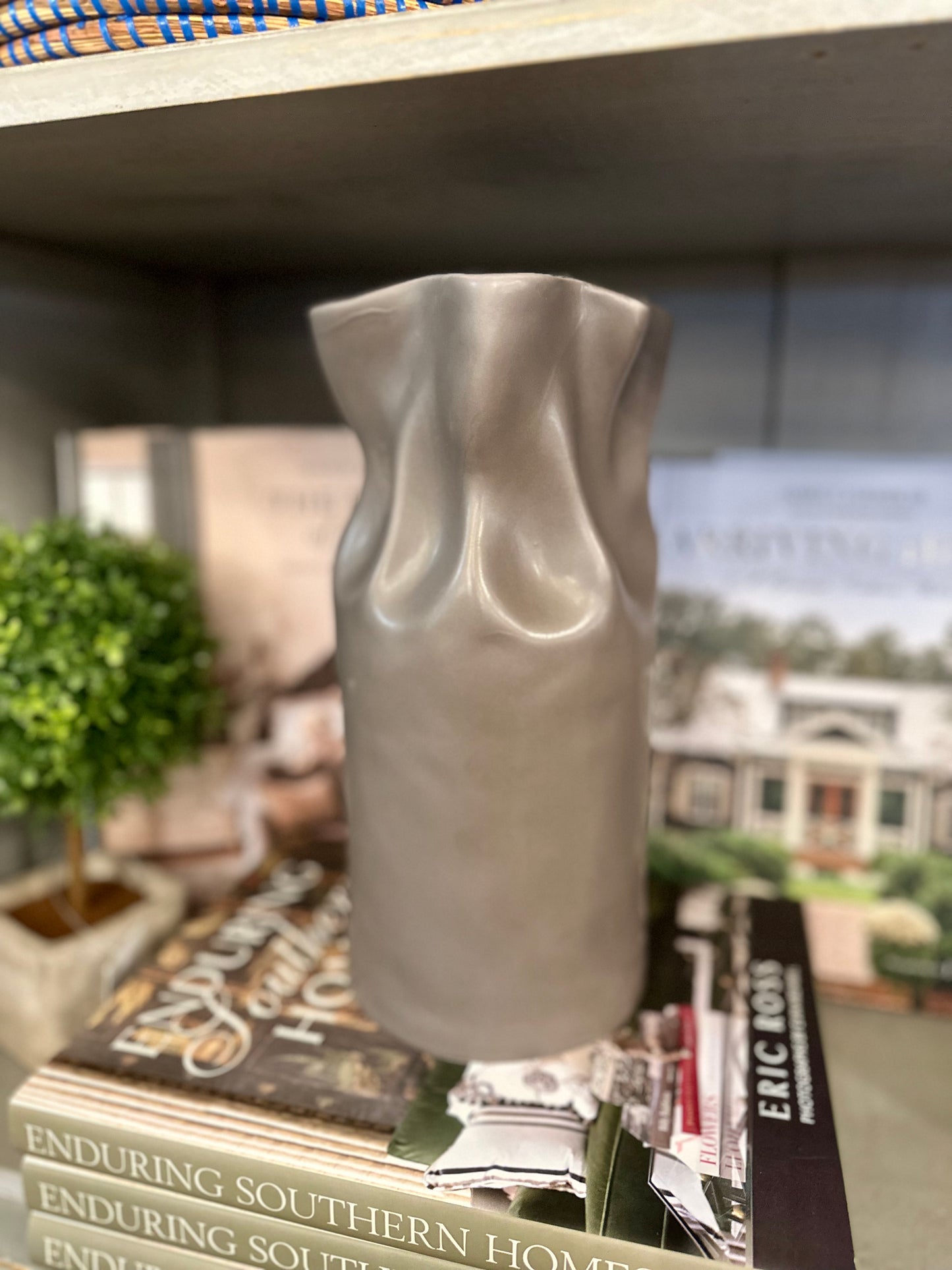 Grey Ruffle Vase