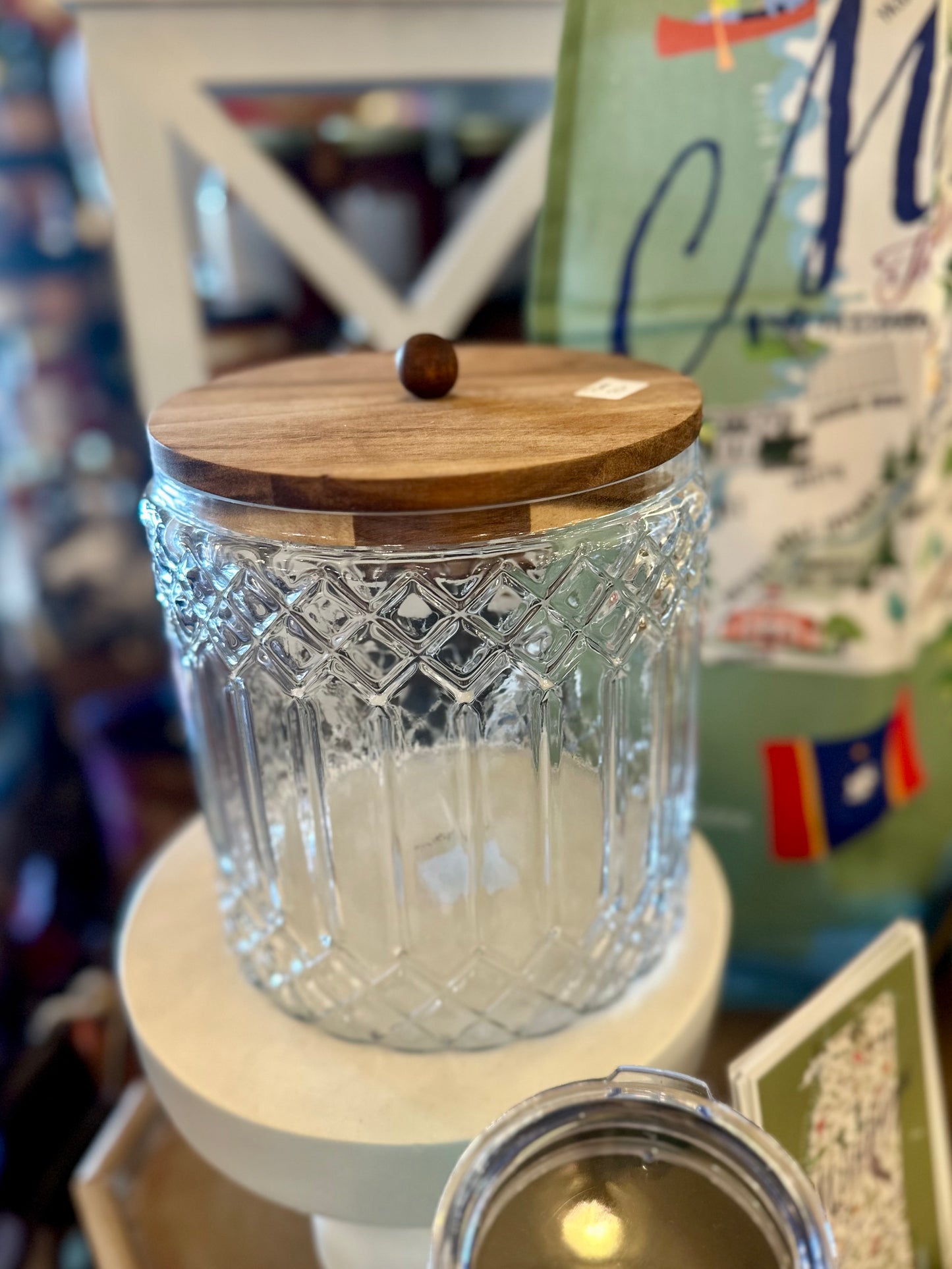 Wooden Top Glass Canister