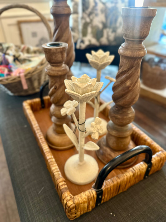 White Flower Candlesticks