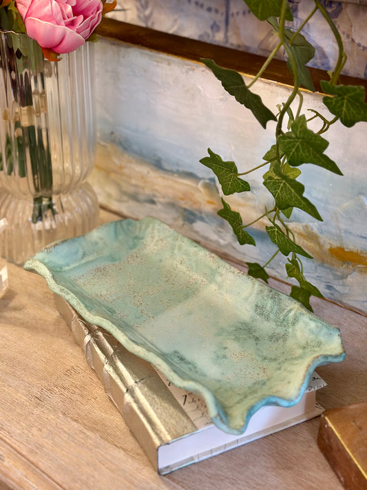 Pottery By Sheila: Small Ruffle Rectangle Tray