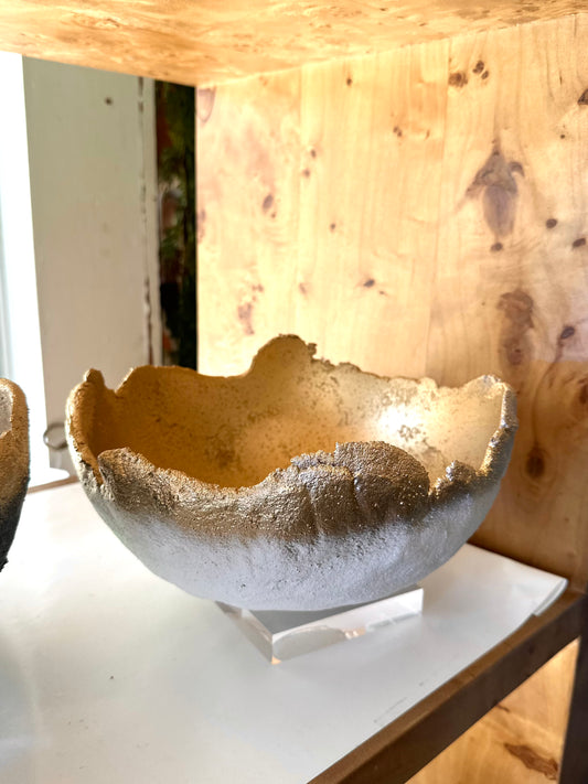 Small Concrete Gold/White Bowl