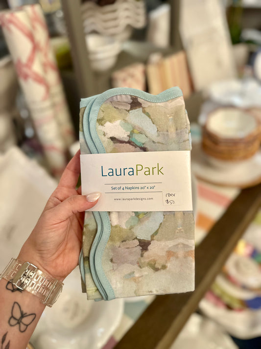 Laura Park light Blue Trim Napkins