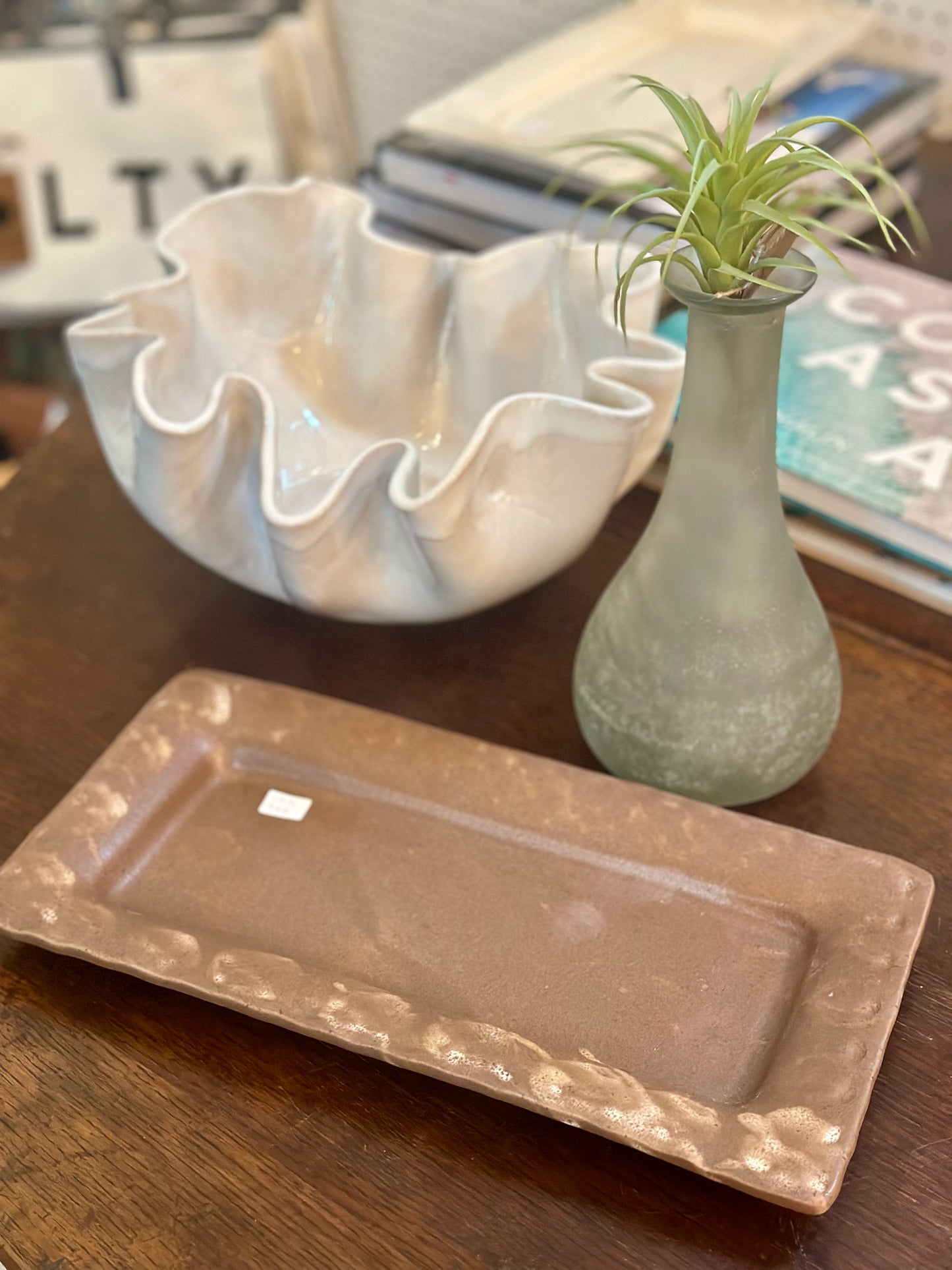 Brown Rectangle Pottery Server