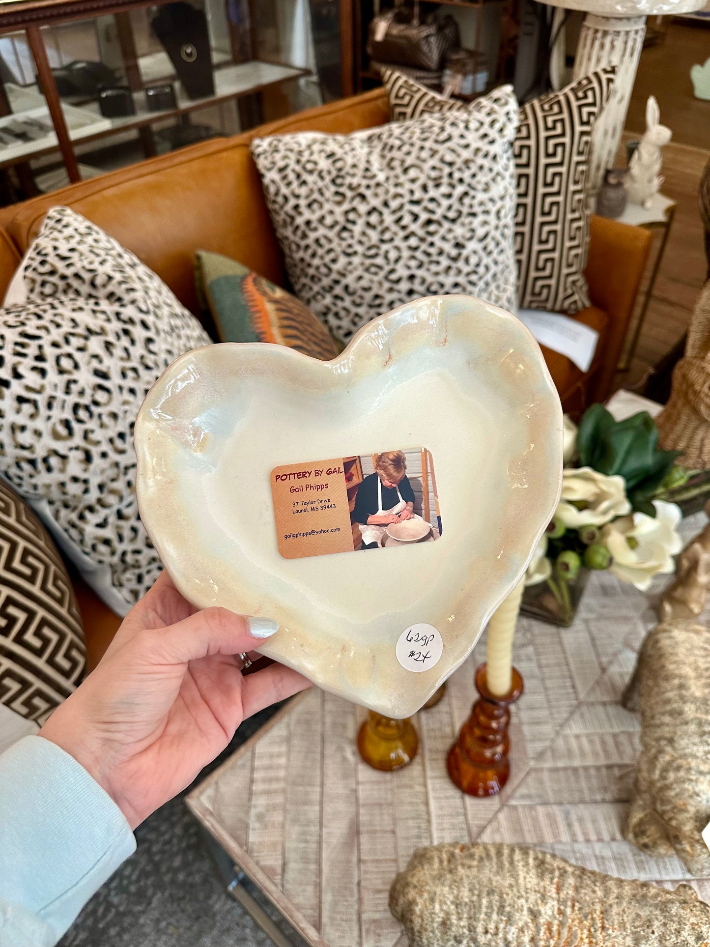 Cream Heart Dish - Large