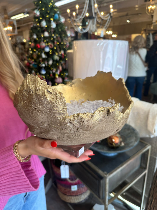 Large Concrete Bowl in Gold
