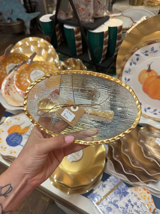 Small Gold Oval Bowl
