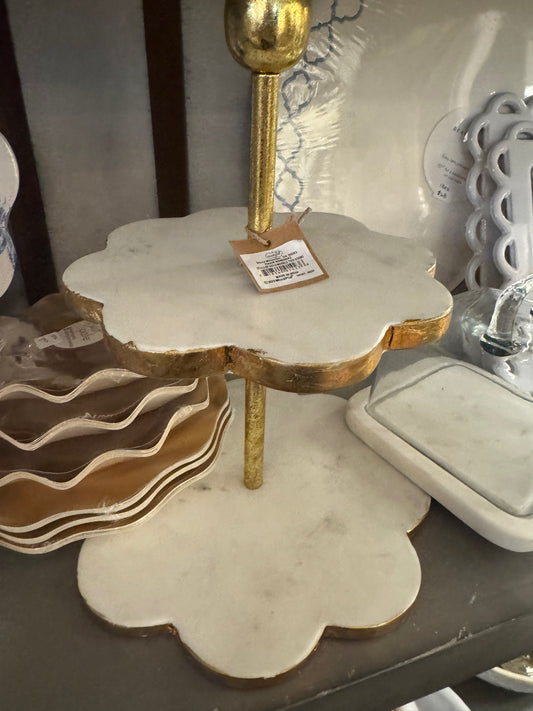 Gold Marble Scallop 2 Tier Server