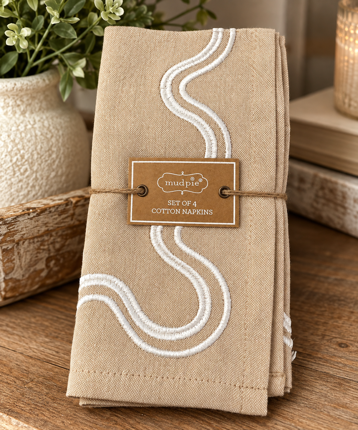 Tan/White Linen Napkins