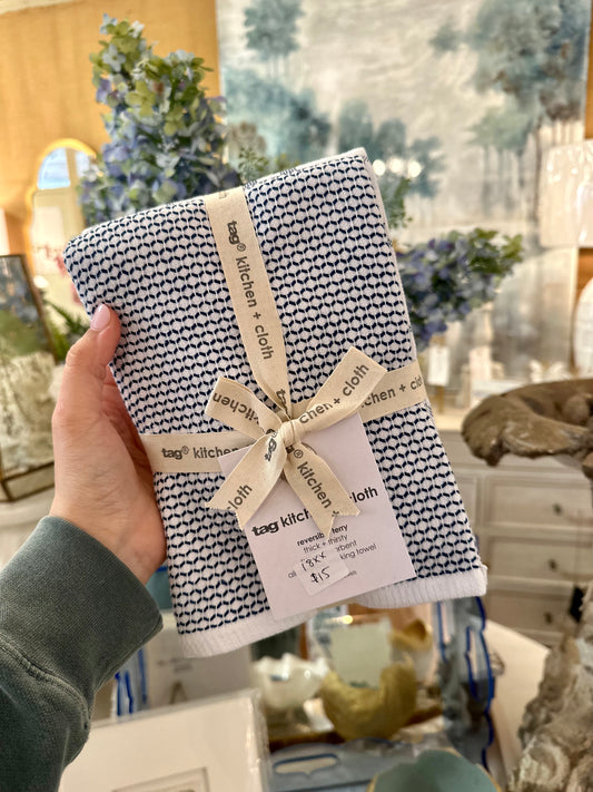Navy + White Tag Dish Towels