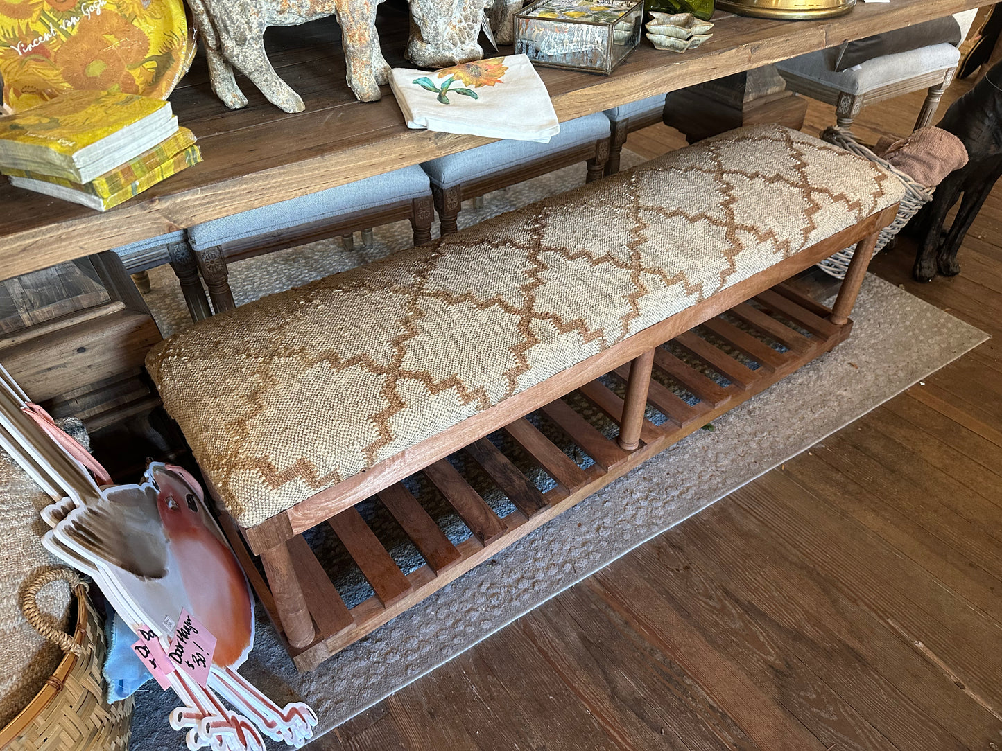 Wool Upholstered Bench