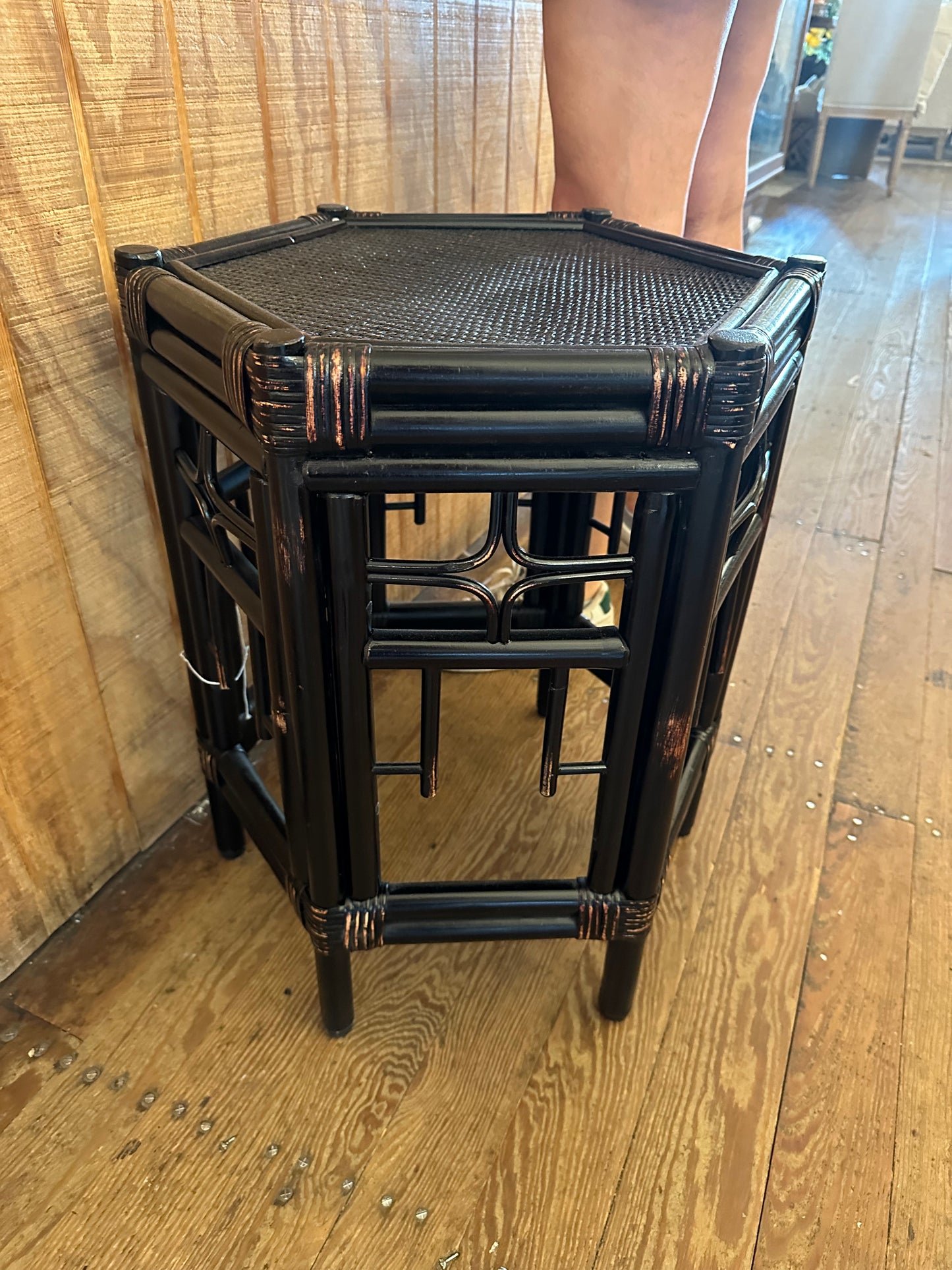 Black Rattan Side Table