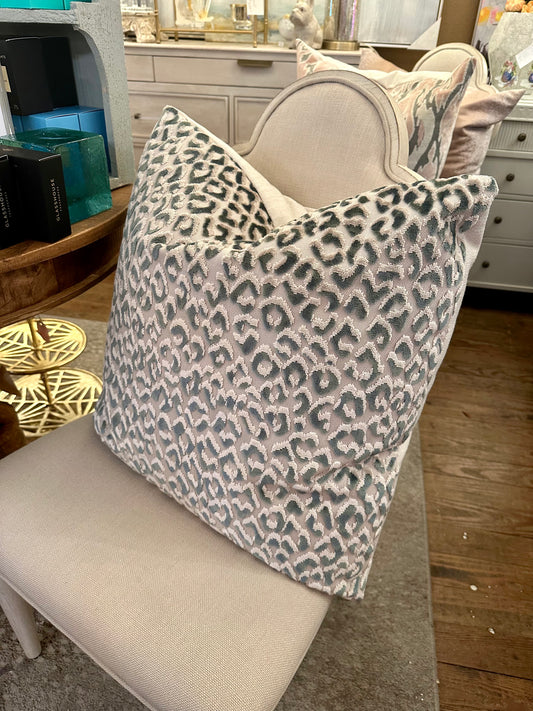 Light Blue Leopard Pillows