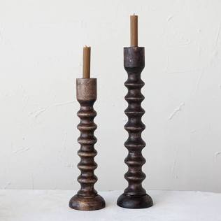 Dark Wooden Candle Sticks