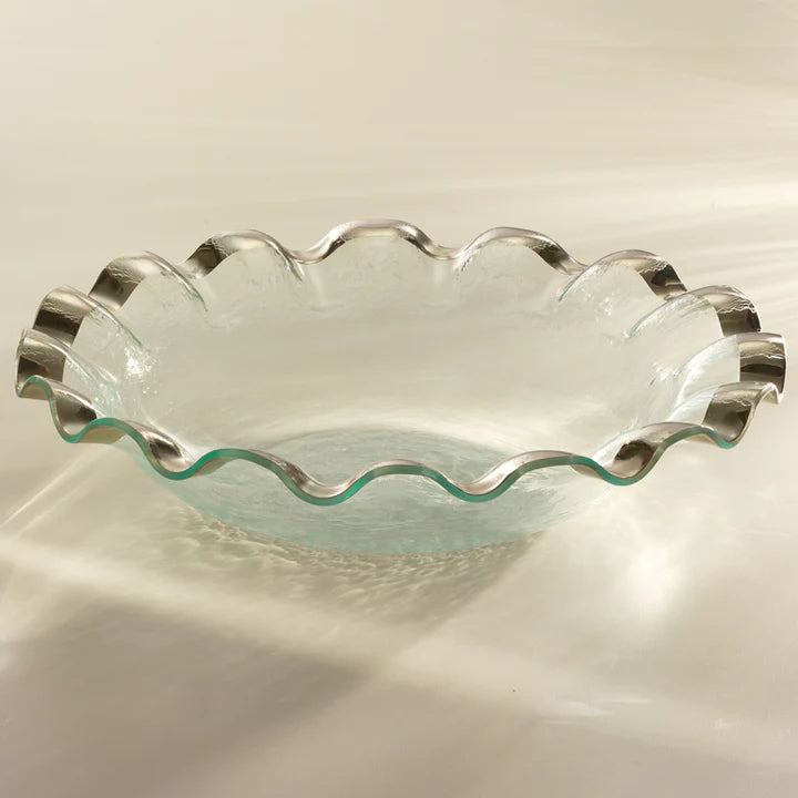 Silver Ruffle Salad Bowl